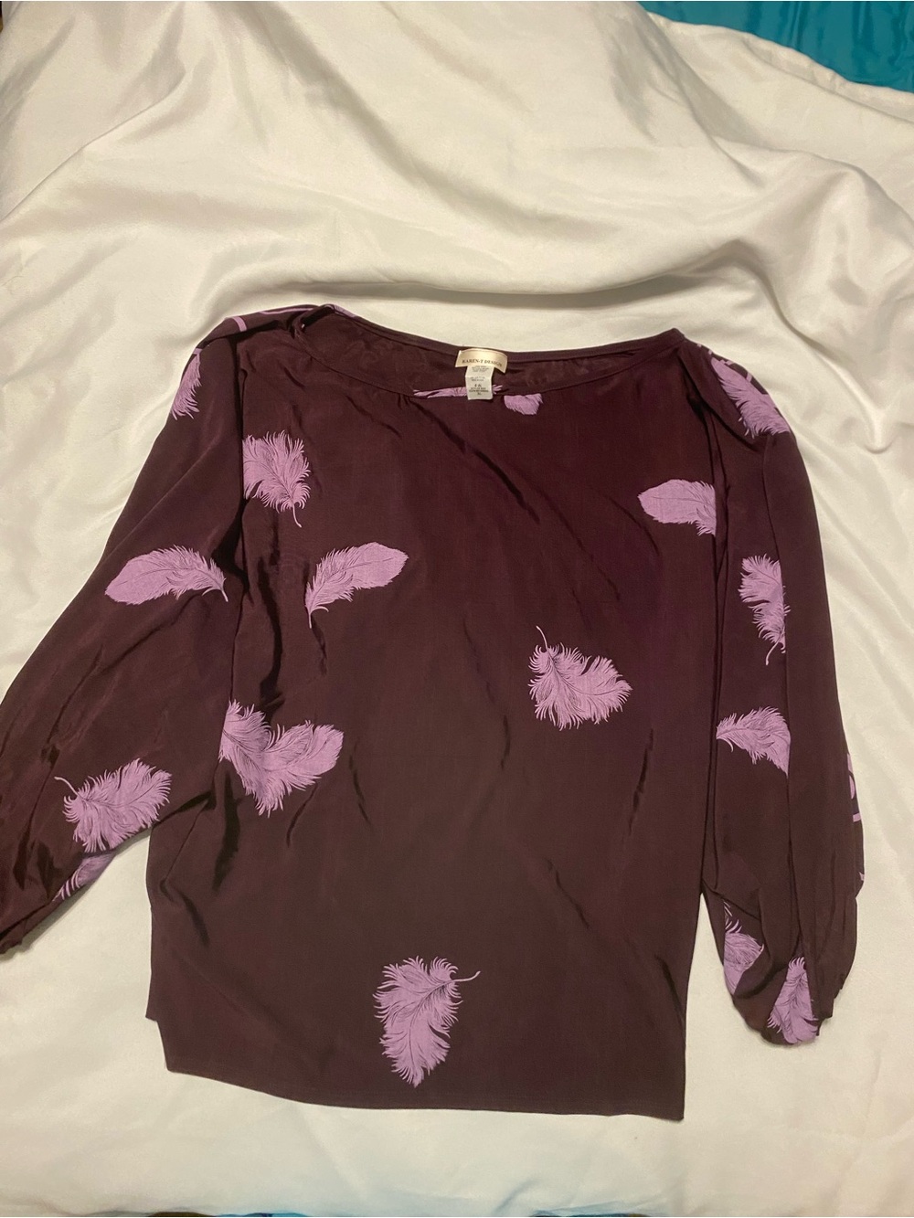 Women's Plum Feather-Print Blouse